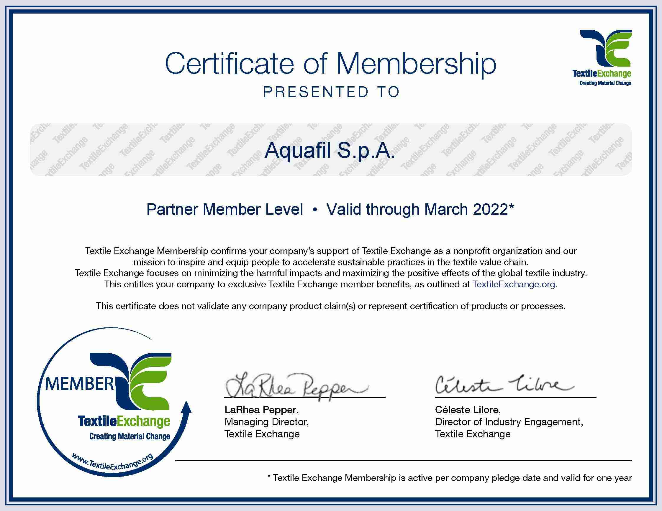 Aquafil member of Textile Exchange