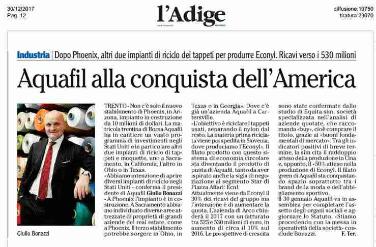 Aquafil Aquafil To Conquer America Press L Adige