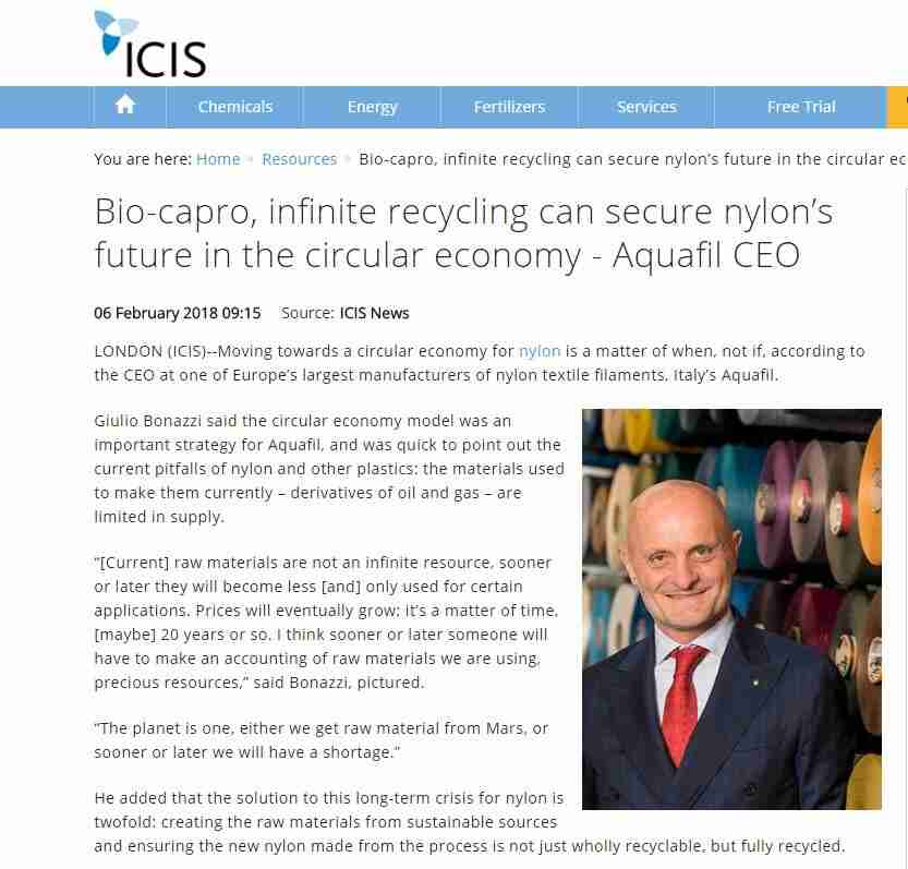 Bio-capro, infinite recycling can secure nylon’s future in the circular economy – Aquafil CEO